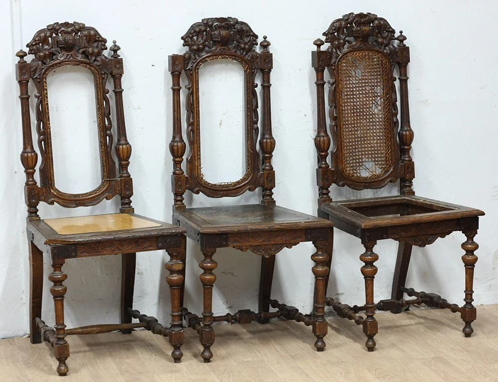 Реставрация трёх дубовых стульев