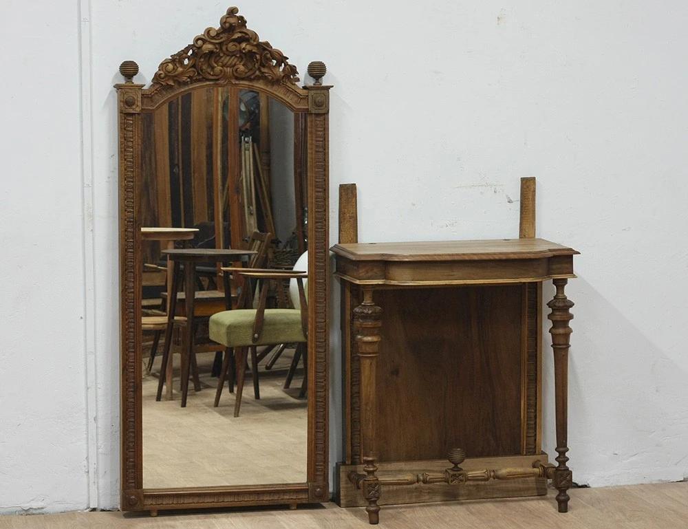 Реставрация орехового простеночного зеркала 19 века